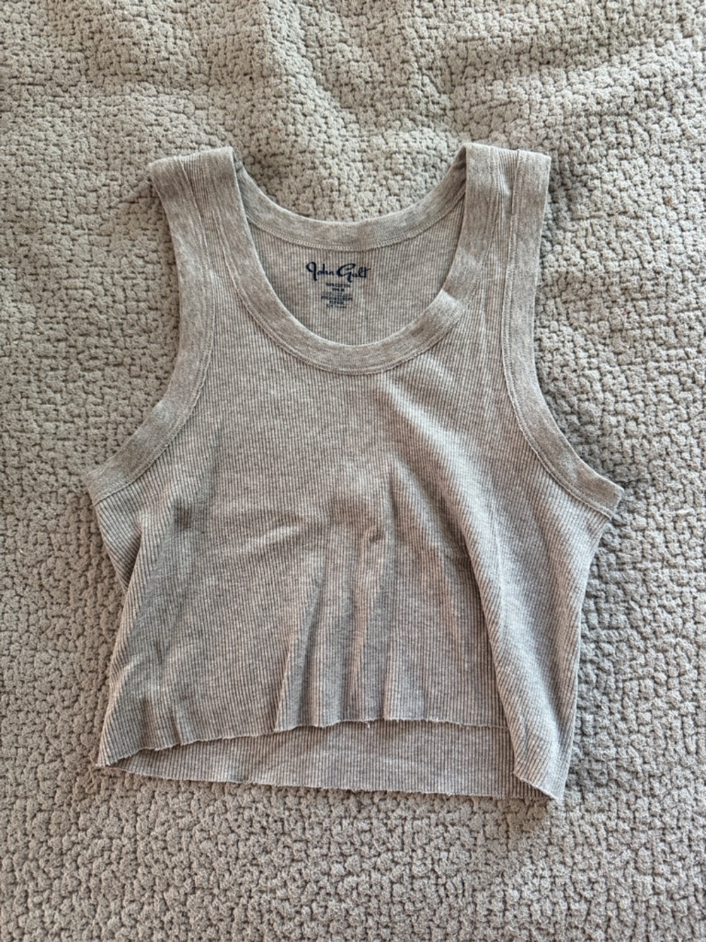 Brandy Melville Ribbed Crewneck Cropped Tank in Heather Gray